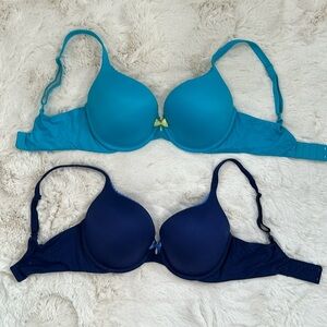 Victorias Secret Body By Victoria Lined Perfect Coverage Bra Bundle Blues 32DD